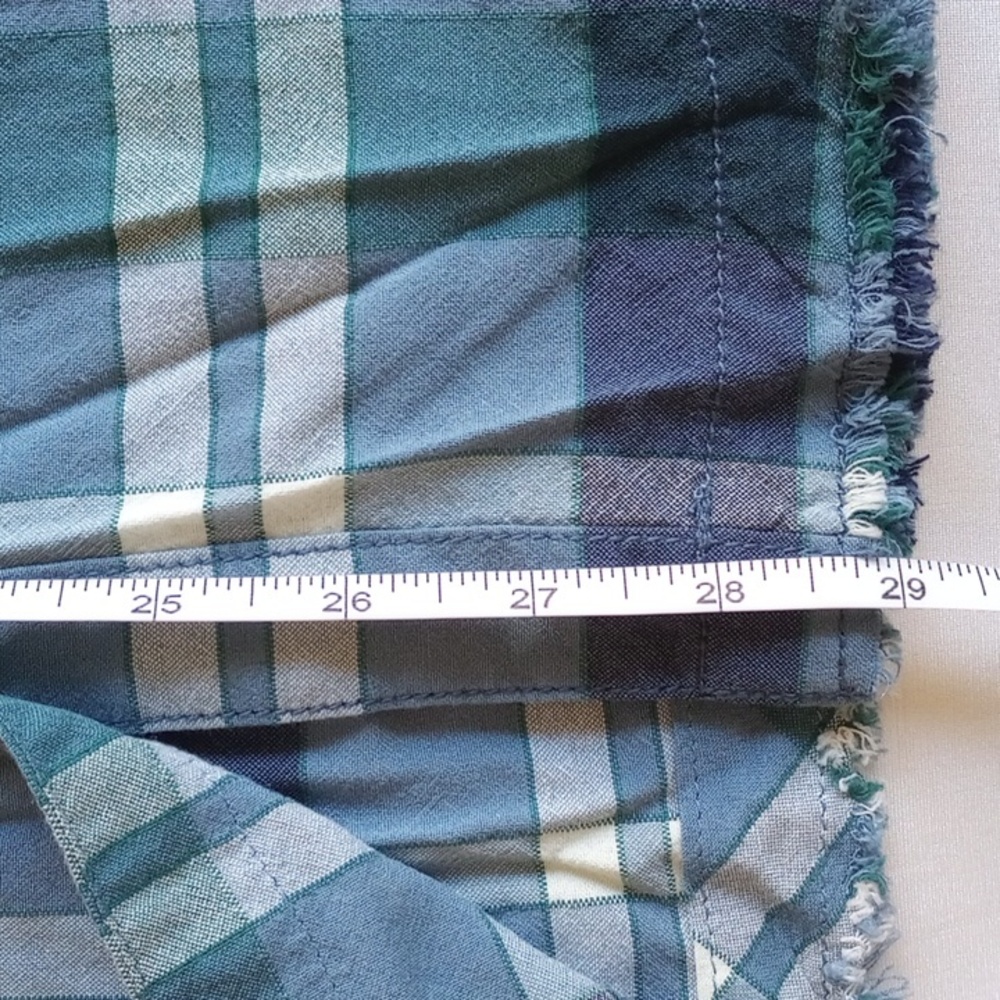 Free People Oversized Raw Hem Button Down Shirt S Blue Plaid - Picture 8 of 8